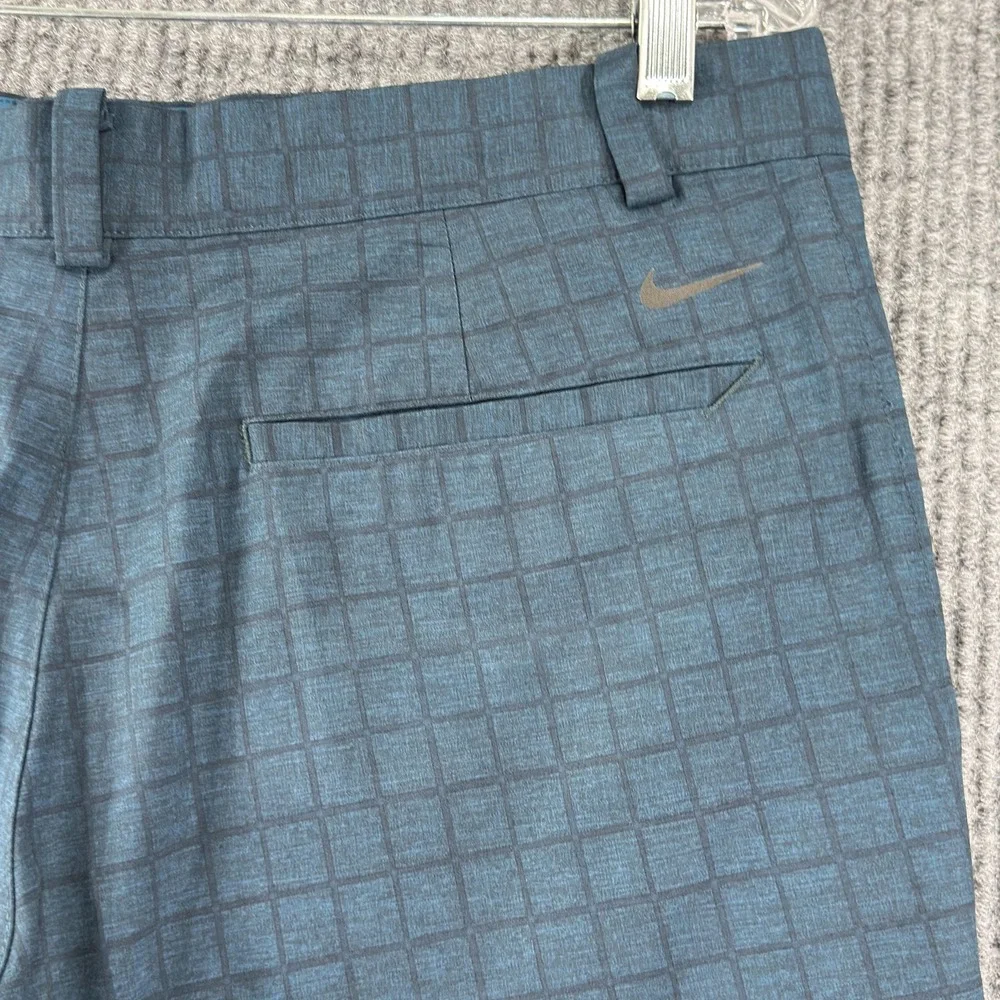 Nike Golf Shorts‎ Mens 32 Blue Check Dri-Fit Stretch Tour Performance Athletic